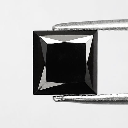 2.32 CT Princess Cut Loose Diamond, Natural Treated Black Diamond for Custom Bridal Ring Making