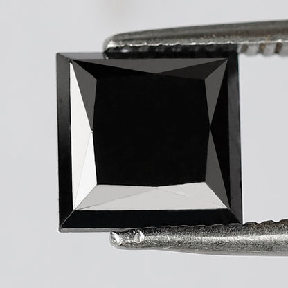 2.32 CT Princess Cut Loose Diamond, Natural Treated Black Diamond for Custom Bridal Ring Making