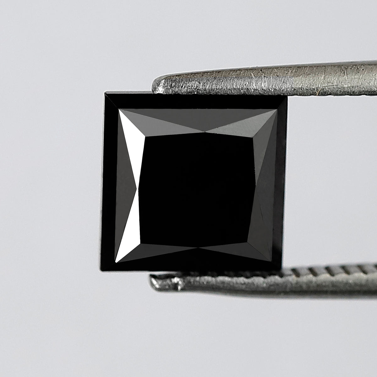 2.32 CT Princess Cut Loose Diamond, Natural Treated Black Diamond for Custom Bridal Ring Making