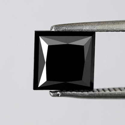 2.32 CT Princess Cut Loose Diamond, Natural Treated Black Diamond for Custom Bridal Ring Making