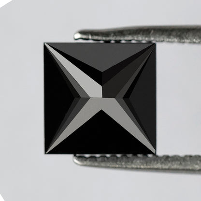 2.32 CT Princess Cut Loose Diamond, Natural Treated Black Diamond for Custom Bridal Ring Making