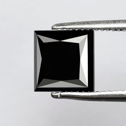 2.32 CT Princess Cut Loose Diamond, Natural Treated Black Diamond for Custom Bridal Ring Making