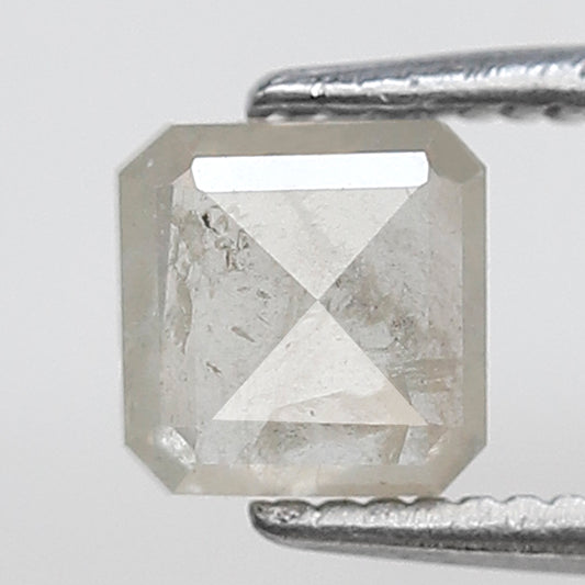 0.86 Ct Square Emerald Shape Salt and Pepper Diamond 5 MM Translucent White Color Natural Loose Diamond