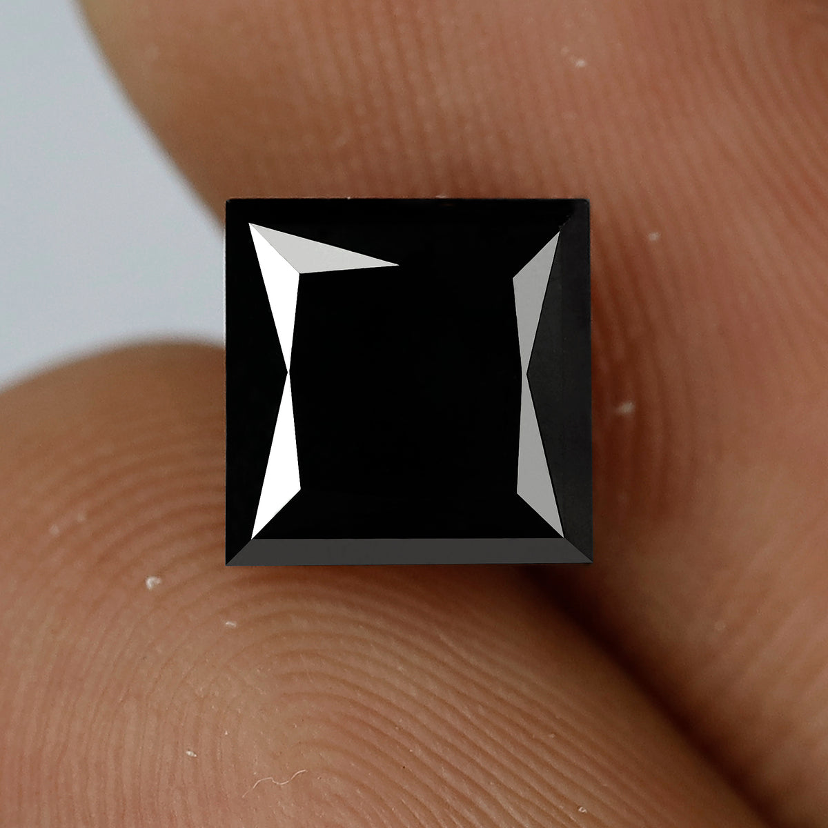 2.32 CT Princess Cut Loose Diamond, Natural Treated Black Diamond for Custom Bridal Ring Making
