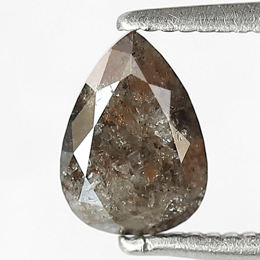 1.06 CT Pear Shape Salt and Pepper Diamond, Natural Gray Black Conflict Free Ethical Loose Diamond for Engagement Ring