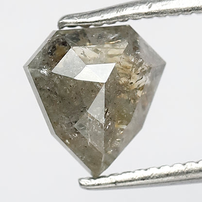 1.56 CT Modified cut Salt and Pepper Diamond, Natural Gray Black Loose Conflict Free Diamond