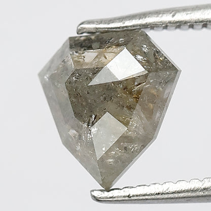 1.56 CT Modified cut Salt and Pepper Diamond, Natural Gray Black Loose Conflict Free Diamond