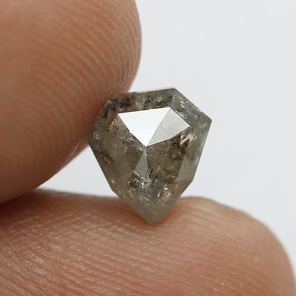 1.56 CT Modified cut Salt and Pepper Diamond, Natural Gray Black Loose Conflict Free Diamond