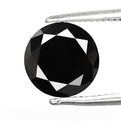 1.96 CT Round Brilliant Cut Loose Black Diamond, Natural Treated Earth Mined Diamond for Anniversary Ring