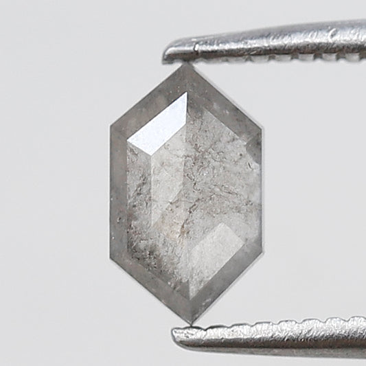 0.69 Ct Elongated Hexagon Shape Salt and Pepper Diamond 7 MM Grey Black Color Natural Loose Diamond