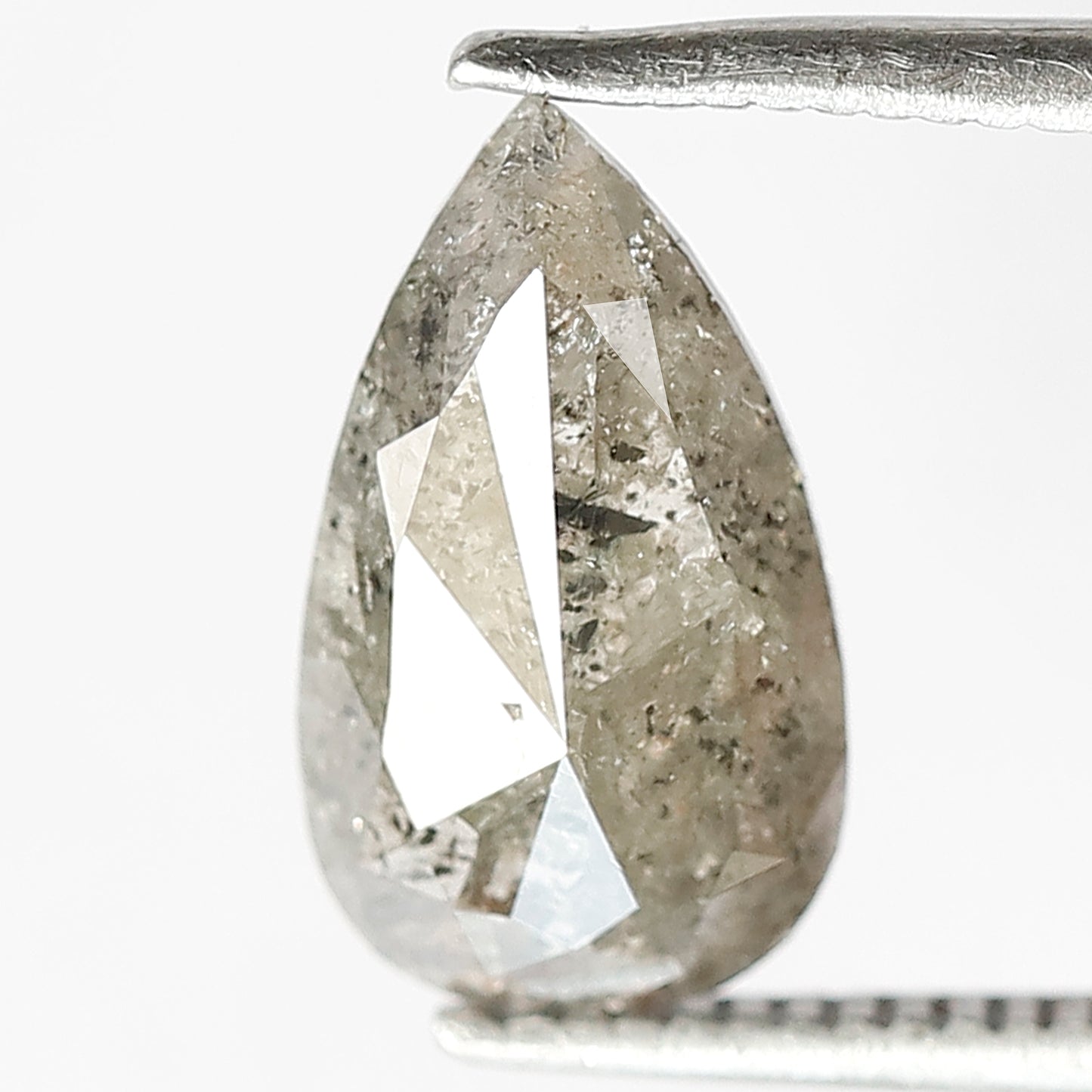 1.43 CT Pear Shape Salt and Pepper Diamond, Natural Gray Black Earth Mined Conflict Free Diamond For Wedding Ring