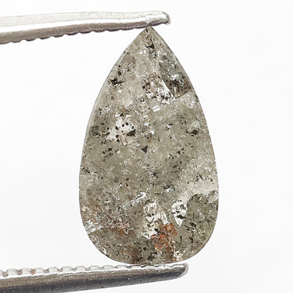 1.43 CT Pear Shape Salt and Pepper Diamond, Natural Gray Black Earth Mined Conflict Free Diamond For Wedding Ring