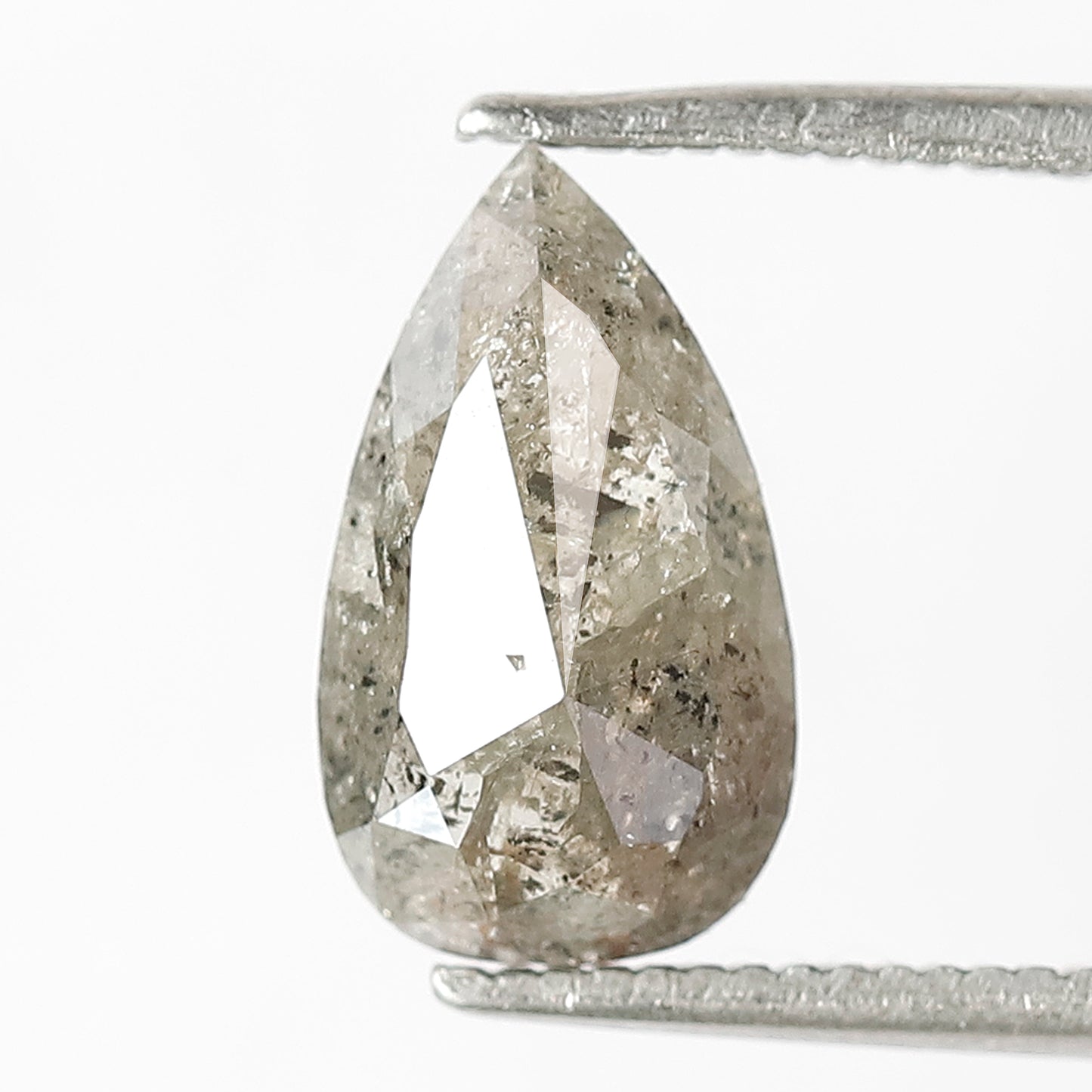 1.43 CT Pear Shape Salt and Pepper Diamond, Natural Gray Black Earth Mined Conflict Free Diamond For Wedding Ring