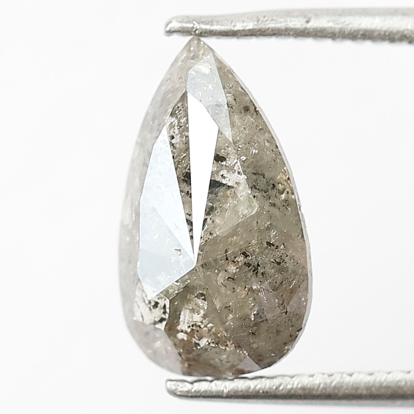 1.43 CT Pear Shape Salt and Pepper Diamond, Natural Gray Black Earth Mined Conflict Free Diamond For Wedding Ring