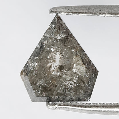 Pentagon 1.61 Ct Natural Gray Black Salt & Pepper Loose Diamond | 8.3 mm Earth Mined Diamond
