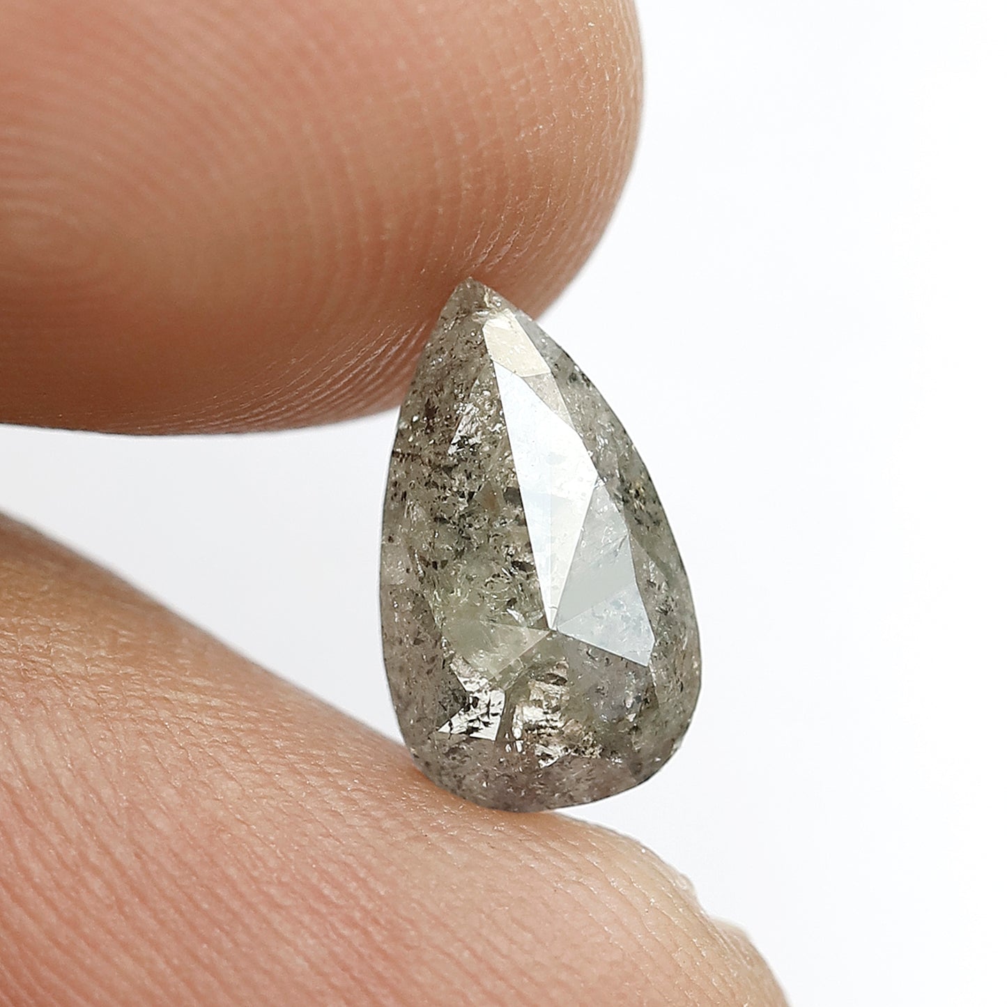 1.43 CT Pear Shape Salt and Pepper Diamond, Natural Gray Black Earth Mined Conflict Free Diamond For Wedding Ring