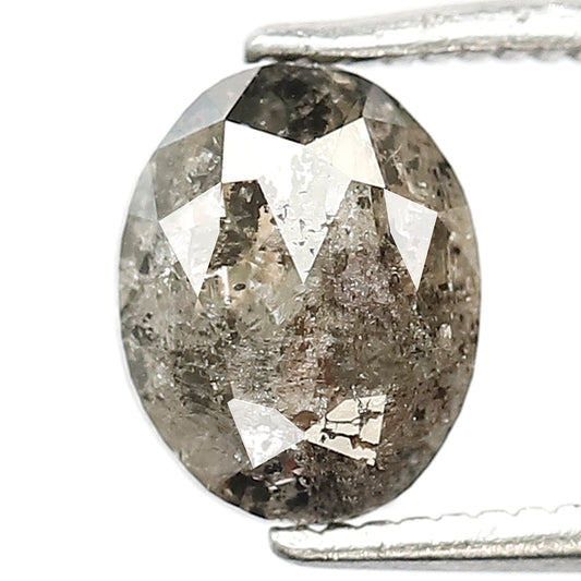 1.20 CT Oval Cut Gray Black Salt and Pepper Diamond, Natural Ethical Loose Diamond for Custom Engagement Ring