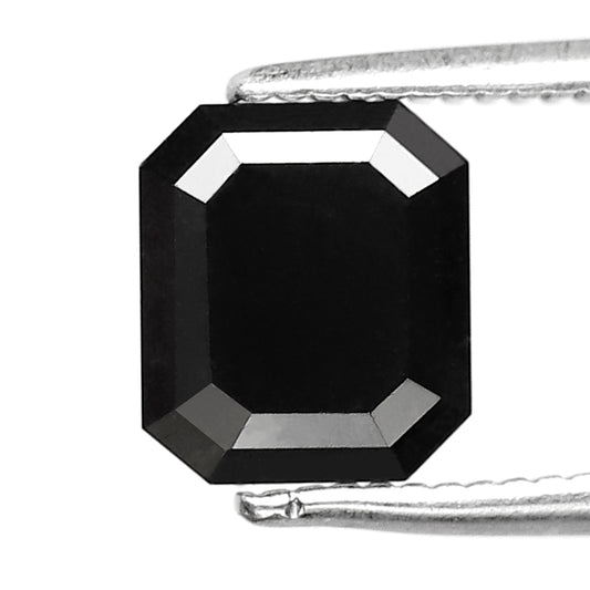 1.63 CT Emerald Shape Loose Black Diamond, Natural Treated Ethical Diamond, 7.10 MM Stone for Promise Ring