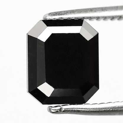 1.63 CT Emerald Shape Loose Black Diamond, Natural Treated Ethical Diamond, 7.10 MM Stone for Promise Ring