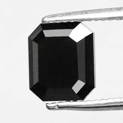 1.63 CT Emerald Shape Loose Black Diamond, Natural Treated Ethical Diamond, 7.10 MM Stone for Promise Ring