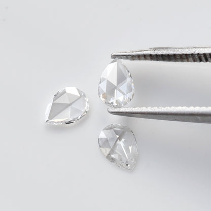 0.47 Ct Total 3Pcs Pear Shape Diamonds, Rose Cut FG VVS-VS Natural Melee Loose Diamonds