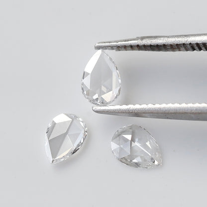 0.47 Ct Total 3Pcs Pear Shape Diamonds, Rose Cut FG VVS-VS Natural Melee Loose Diamonds