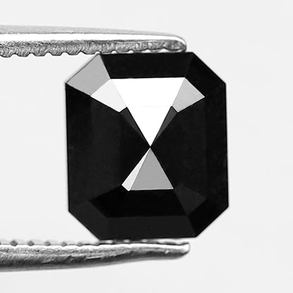 1.63 CT Emerald Shape Loose Black Diamond, Natural Treated Ethical Diamond, 7.10 MM Stone for Promise Ring