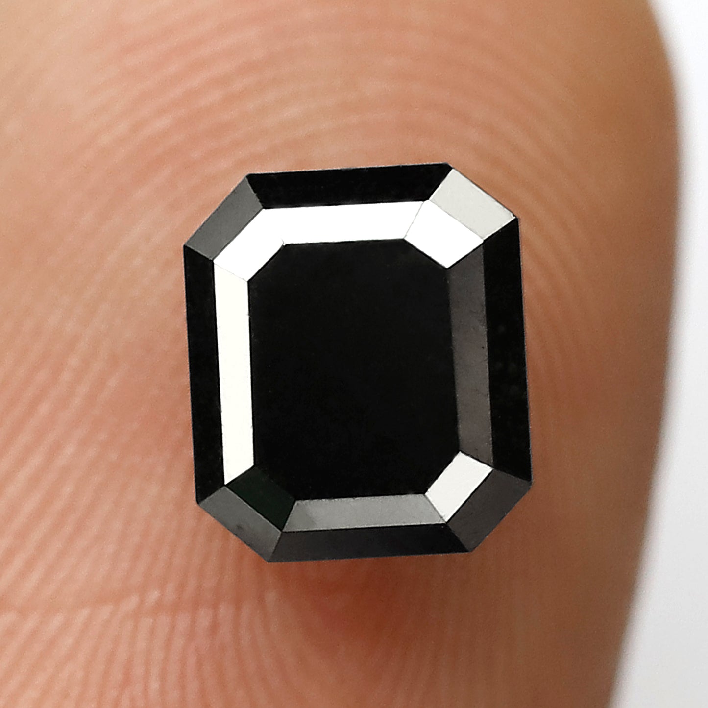 1.63 CT Emerald Shape Loose Black Diamond, Natural Treated Ethical Diamond, 7.10 MM Stone for Promise Ring