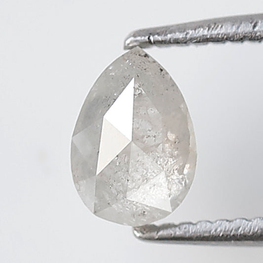 0.68 Ct Pear Shape Salt and Pepper Diamond 6 MM Misty White Color Natural Loose Diamond