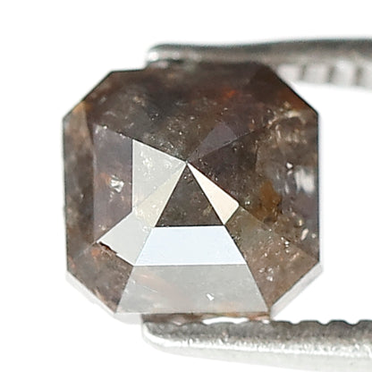 1.28 CT Gray Brown Asscher Cut Diamond, Natural Loose Earth Mined Salt and Pepper Diamond