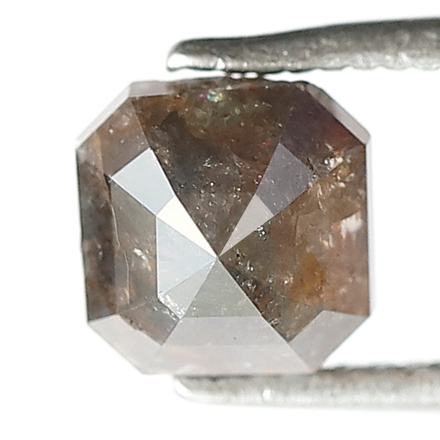 1.28 CT Gray Brown Asscher Cut Diamond, Natural Loose Earth Mined Salt and Pepper Diamond