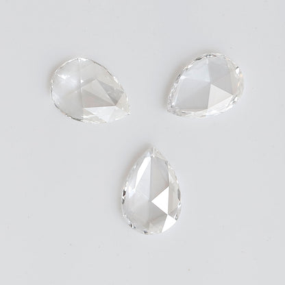 0.47 Ct Total 3Pcs Pear Shape Diamonds, Rose Cut FG VVS-VS Natural Melee Loose Diamonds