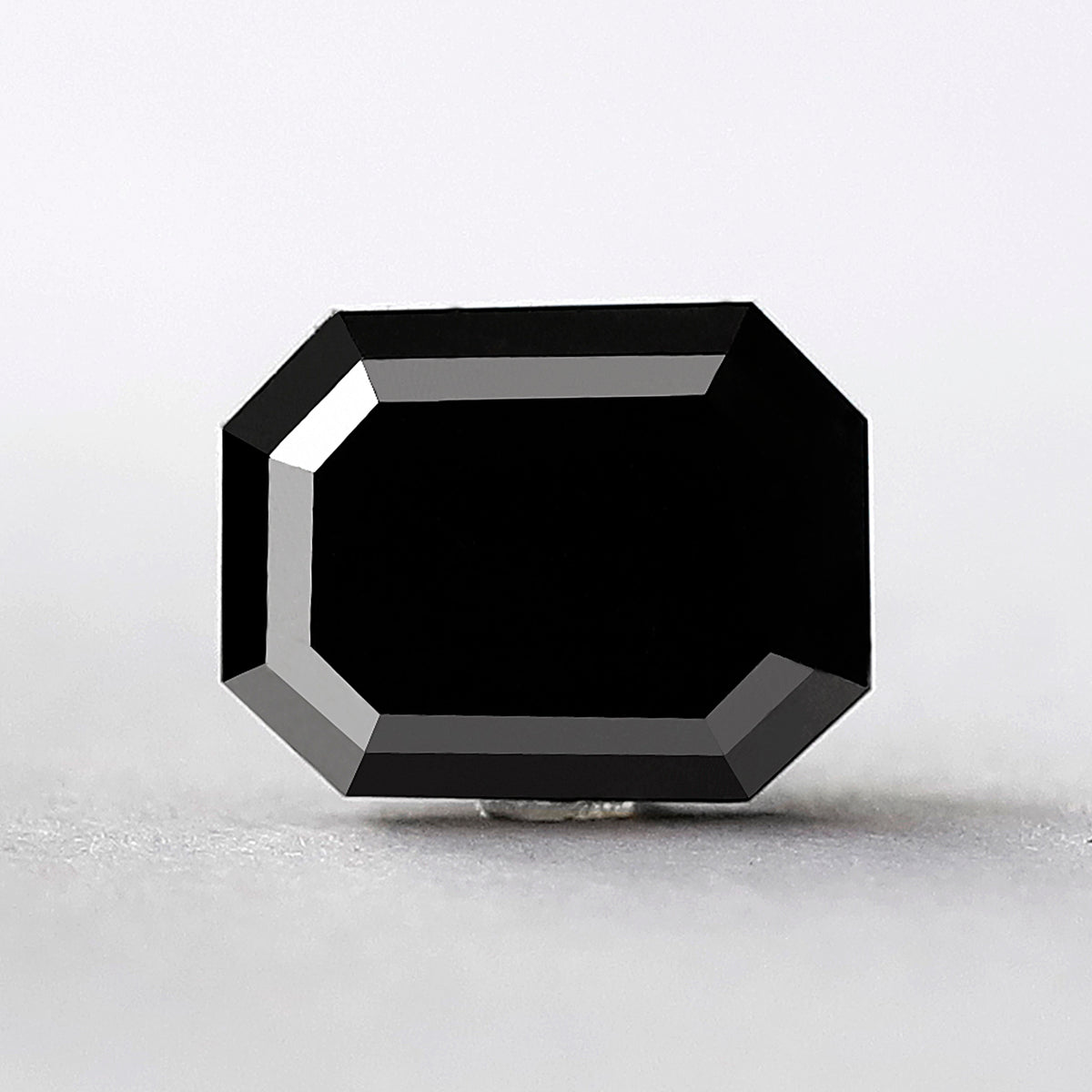 3.69 CT Emerald Shape Loose Black Diamond, Natural Treated Diamond, 9.80 x 7.50 MM Stone for Bridal Ring