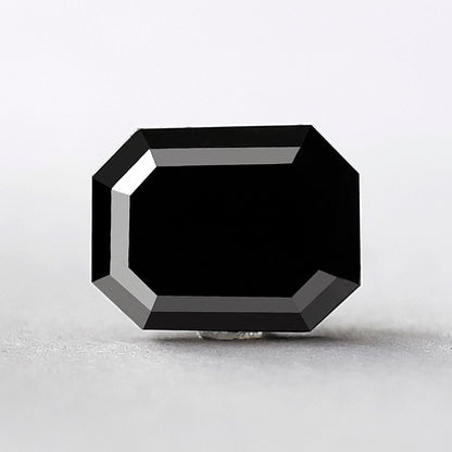 3.69 CT Emerald Shape Loose Black Diamond, Natural Treated Diamond, 9.80 x 7.50 MM Stone for Bridal Ring