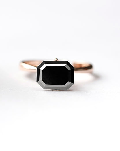 3.69 CT Emerald Shape Loose Black Diamond, Natural Treated Diamond, 9.80 x 7.50 MM Stone for Bridal Ring