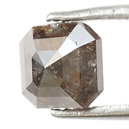 1.28 CT Gray Brown Asscher Cut Diamond, Natural Loose Earth Mined Salt and Pepper Diamond