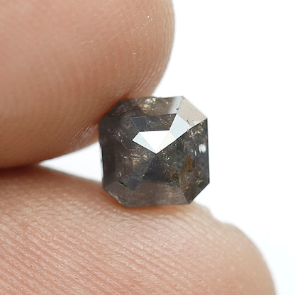 1.28 CT Gray Brown Asscher Cut Diamond, Natural Loose Earth Mined Salt and Pepper Diamond