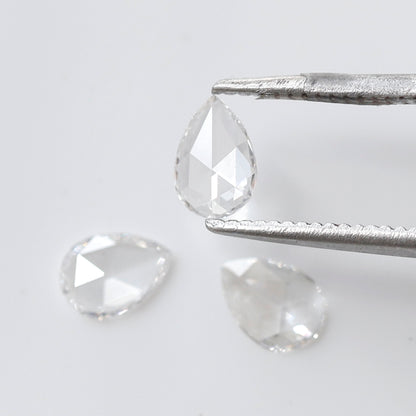 0.47 Ct Total 3Pcs Pear Shape Diamonds, Rose Cut FG VVS-VS Natural Melee Loose Diamonds