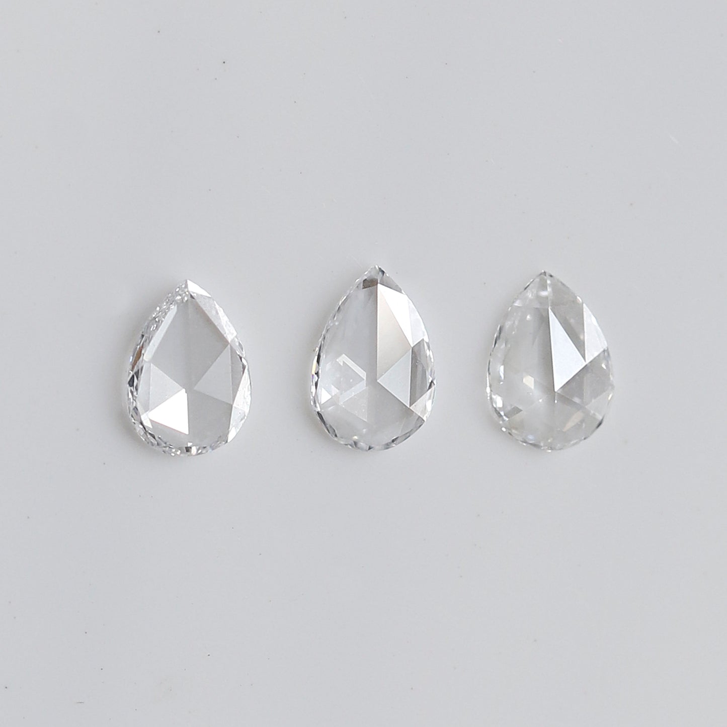0.47 Ct Total 3Pcs Pear Shape Diamonds, Rose Cut FG VVS-VS Natural Melee Loose Diamonds