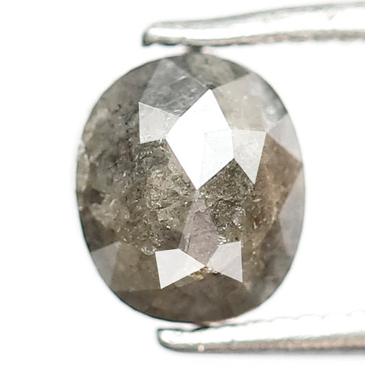 1.50 CT Oval Cut Salt and Pepper Diamond, 6.70 mm Natural Gray Black Loose Conflict Free Earth Mined Diamond