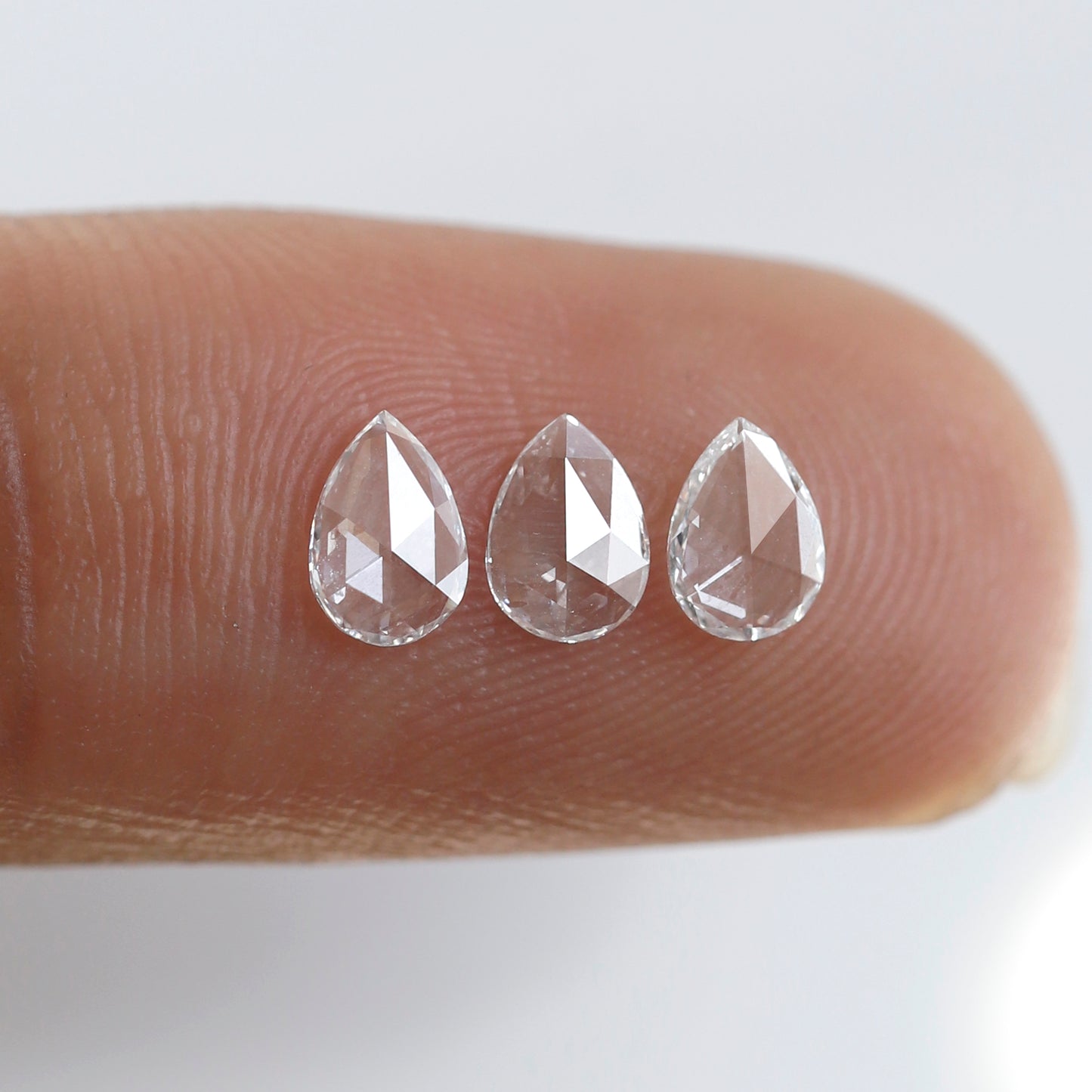 0.47 Ct Total 3Pcs Pear Shape Diamonds, Rose Cut FG VVS-VS Natural Melee Loose Diamonds