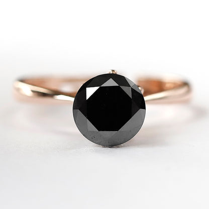 1.96 CT Round Brilliant Cut Loose Black Diamond, Natural Treated Earth Mined Diamond for Anniversary Ring
