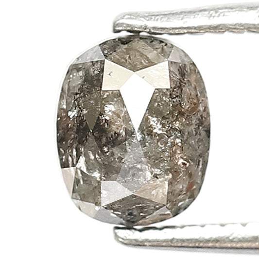 0.87 CT Oval Cut Salt and Pepper Diamond, 6.00 x 5.00 mm Natural Ethical Loose Diamond for Custom Promise Ring