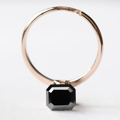 1.63 CT Emerald Shape Loose Black Diamond, Natural Treated Ethical Diamond, 7.10 MM Stone for Promise Ring