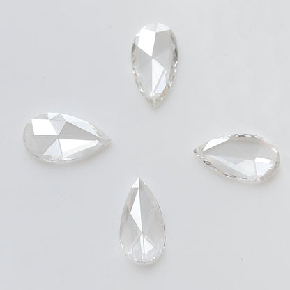 Pear Shape Rose Cut Melee Diamonds 0.45 Ct, 4 Pcs FG VVS VS Natural Loose Diamonds for Jewelry Making