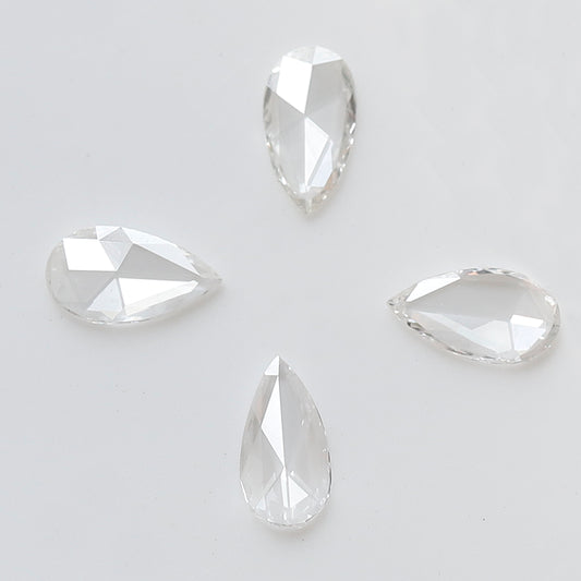 Pear Shape Rose Cut Melee Diamonds 0.45 Ct, 4 Pcs FG VVS VS Natural Loose Diamonds for Jewelry Making