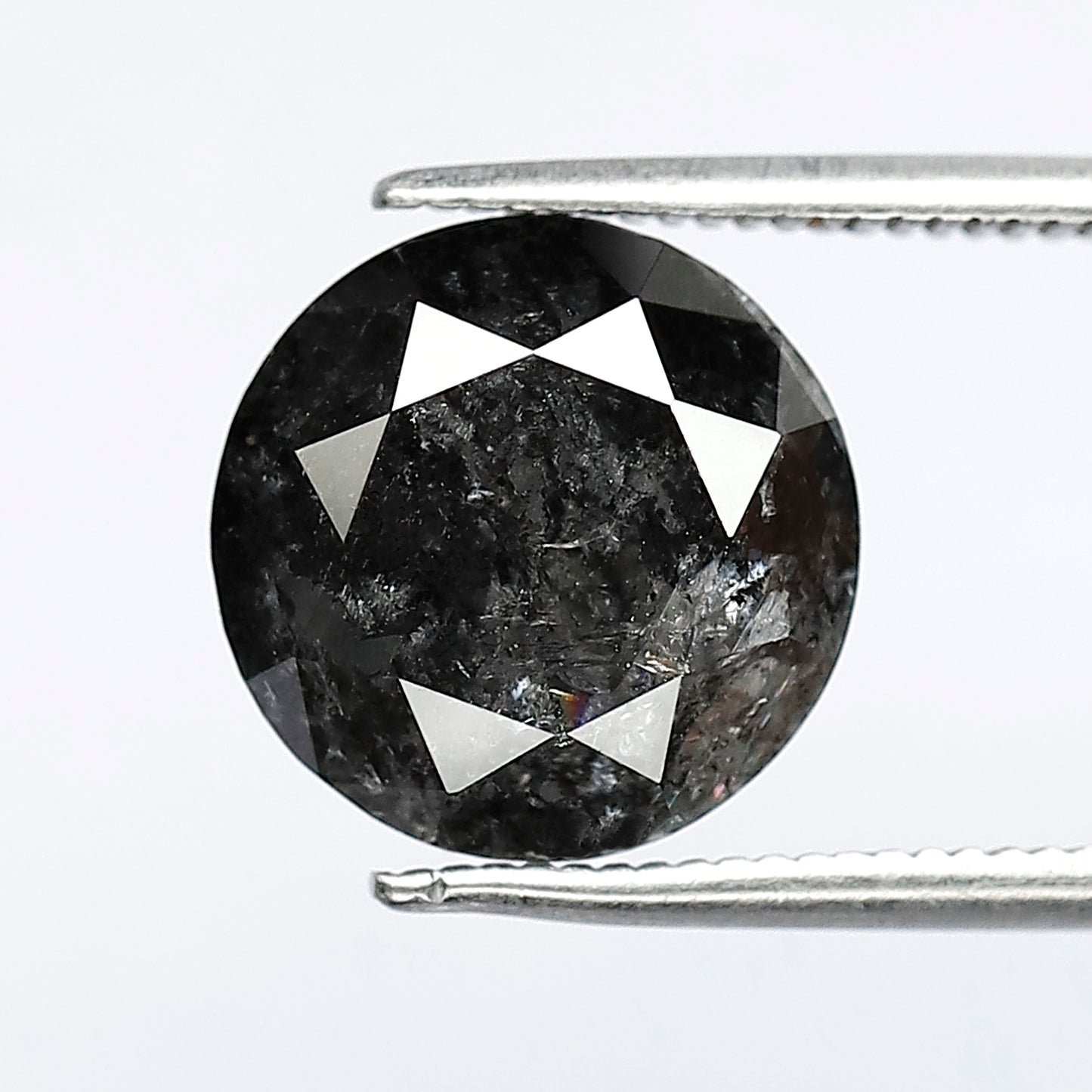Large 5.27 CT Gray Black Salt and Pepper Diamond, Round Brilliant Cut 10.60 mm Natural Loose Diamond for Wedding Ring Jewelry