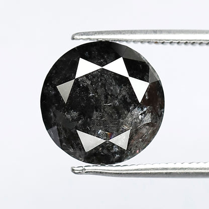 Large 5.27 CT Gray Black Salt and Pepper Diamond, Round Brilliant Cut 10.60 mm Natural Loose Diamond for Wedding Ring Jewelry