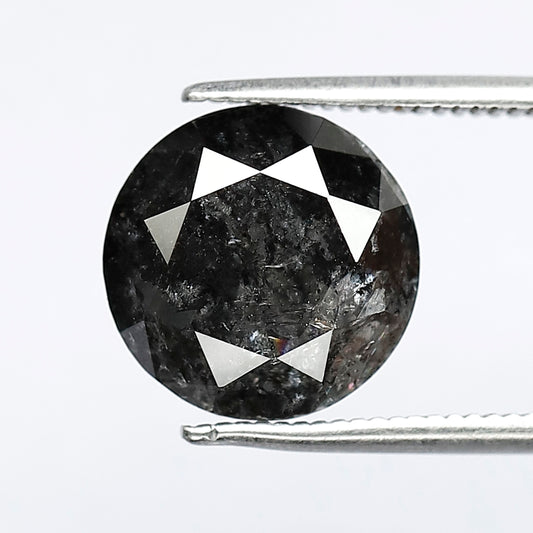 Large 5.27 CT Gray Black Salt and Pepper Diamond, Round Brilliant Cut 10.60 mm Natural Loose Diamond for Wedding Ring Jewelry
