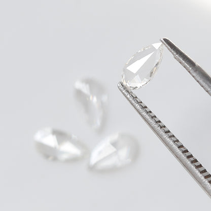Pear Shape Rose Cut Melee Diamonds 0.45 Ct, 4 Pcs FG VVS VS Natural Loose Diamonds for Jewelry Making